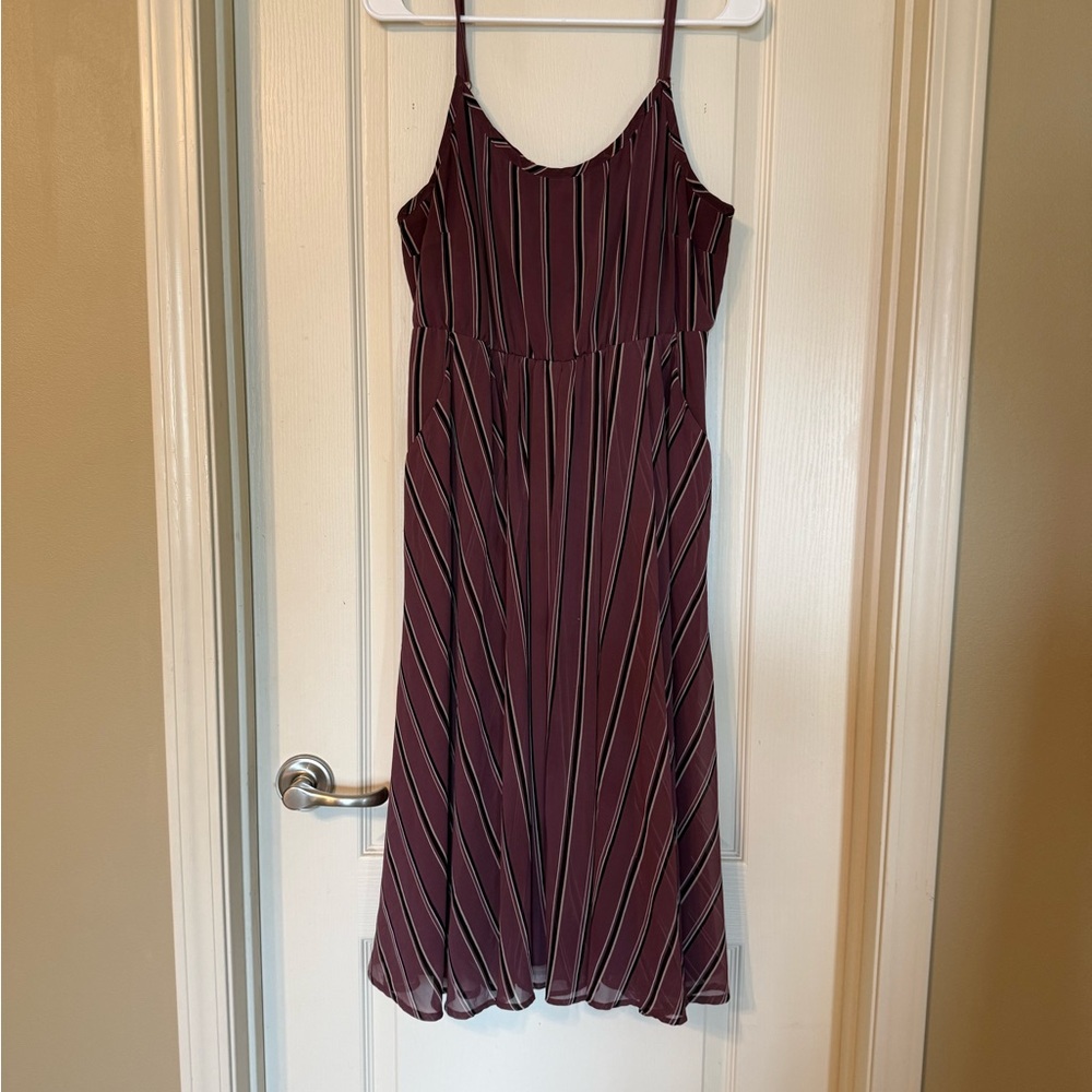 torrid Burgundy Striped Midi Dress - Picture 2 of 4